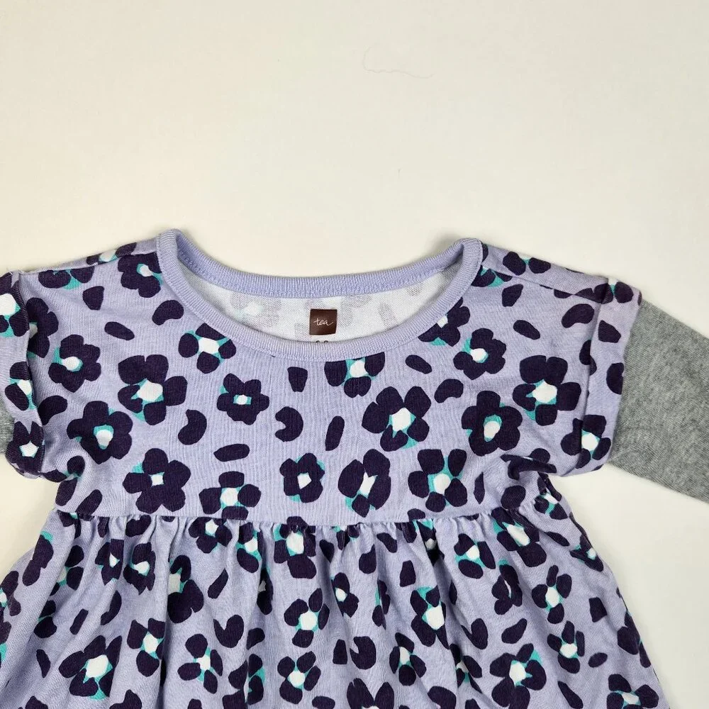 Tea Collection Baby Floral Printed Cotton Layered Sleeve Dress sz 6-9m